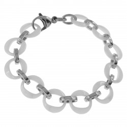 Bracelet en Céramique blanche et Acier inoxydable