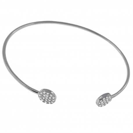 Bracelet jonc ouvert en Argent 925 rhodié et Oxydes zirconium