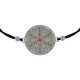 Bracelet en Argent 925 rhodié, émail et cordon noir