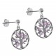 Boucles d'oreilles Arbre de Vie en Argent 925 rhodié et Oxydes Zirconium