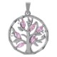 Pendentif Arbre de Vie en Argent 925 rhodié et Oxydes Zirconium rose