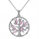 Pendentif Arbre de Vie en Argent 925 rhodié et Oxydes Zirconium rose