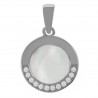 Pendentif en Argent 925 rhodié, Nacre et Oxydes Zirconium