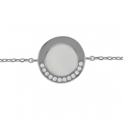 Bracelet en Argent 925 rhodié, Nacre et Oxydes Zirconium