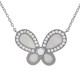 Collier Papillon en Argent 925 rhodié, Nacre et Oxydes Zirconium - Longueur 45cm