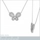 Collier Papillon en Argent 925 rhodié, Nacre et Oxydes Zirconium - Longueur 45cm