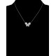 Collier Papillon en Argent 925 rhodié, Nacre et Oxydes Zirconium - Longueur 45cm