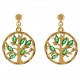 Boucles d'oreilles Arbre de Vie Plaqué Or 18 carats et Oxydes Zirconium