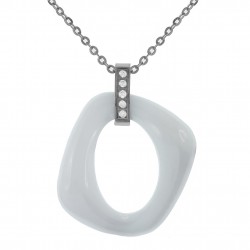 Collier en Acier Inoxydable, Céramique et Oxydes Zirconium - Longueur 45cm