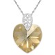Pendentif Coeur en Argent 925 rhodié, Cristal Swarovski® Golden Shadow et Oxydes Zirconium