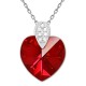 Pendentif Coeur en Argent 925 rhodié, Cristal Swarovski® rouge et Oxydes Zirconium