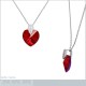 Pendentif Coeur en Argent 925 rhodié, Cristal Swarovski® rouge et Oxydes Zirconium