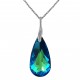 Pendentif en Argent 925 rhodié et Cristal Swarovski® Bleu Bermudes