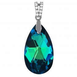 Pendentif en Argent 925 rhodié, Cristal Swarovski® Bleu Bermudes et Oxydes Zirconium