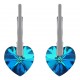 Boucles d'oreilles Coeur en Argent 925 rhodié et Cristal Swarovski© Bleu Bermudes