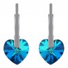 Boucles d'oreilles Coeur en Argent 925 rhodié et Cristal Swarovski© Bleu Bermudes