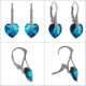 Boucles d'oreilles Coeur en Argent 925 rhodié et Cristal Swarovski© Bleu Bermudes