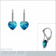 Boucles d'oreilles Coeur en Argent 925 rhodié et Cristal Swarovski© Bleu Bermudes