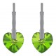 Boucles d'oreilles Coeur en Argent 925 rhodié et Cristal Swarovski© Vert