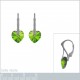 Boucles d'oreilles Coeur en Argent 925 rhodié et Cristal Swarovski© Vert