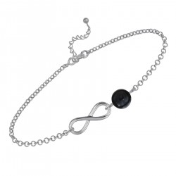 Bracelet Infini en Argent 925 rhodié et Onyx