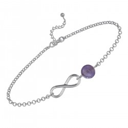 Bracelet Infini en Argent 925 rhodié et Améthyste