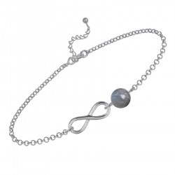 Bracelet Infini en Argent 925 rhodié et Labradorite