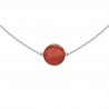 Collier ras de cou en Argent 925 rhodié et Agate rouge - Longueur 42cm