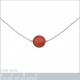 Collier ras de cou en Argent 925 rhodié et Agate rouge - Longueur 42cm