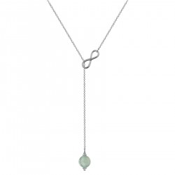 Collier cravate en Argent 925 rhodié et Aventurine