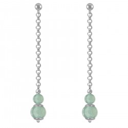 Boucles d'oreilles en Argent 925 rhodié et Aventurine