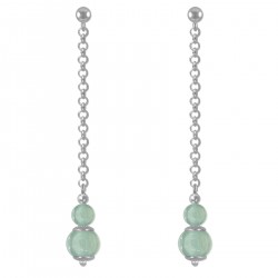 Boucles d'oreilles en Argent 925 rhodié et Aventurine