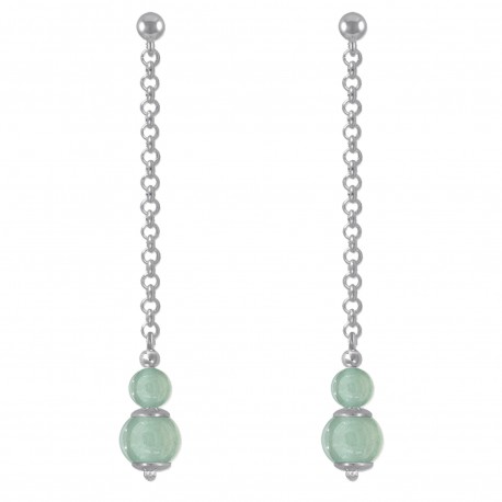 Boucles d'oreilles en Argent 925 rhodié et Aventurine