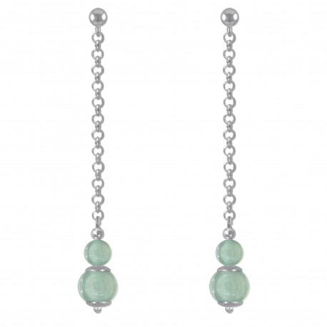 Boucles d'oreilles en Argent 925 rhodié et Aventurine