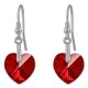 Boucles d'oreilles Coeur en Argent 925 rhodié et Cristal Swarovski© rouge