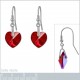 Boucles d'oreilles Coeur en Argent 925 rhodié et Cristal Swarovski© rouge