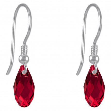 Boucles d'oreilles en Argent 925 rhodié et Cristal Swarovski© rouge