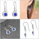 Boucles d'oreilles en Argent 925 rhodié et Cristal Swarovski© bleu saphir