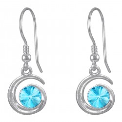 Boucles d'oreilles en Argent 925 rhodié et Cristal Swarovski© bleu