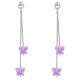 Boucles d'oreilles Papillon en Argent 925 rhodié et Cristal Swarovski© violet