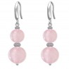 Boucles d'oreilles en Argent 925 rhodié et Quartz rose