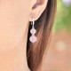 Boucles d'oreilles en Argent 925 rhodié et Quartz rose
