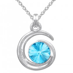 Collier en Argent 925 rhodié et Cristal Swarovski© bleu