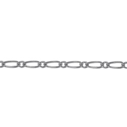 Chaîne de cou enfant maille Figaro 1-1 diamantée en Argent 925 - Longueur 38cm