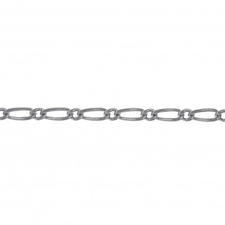 Chaîne de cou enfant maille Figaro 1-1 diamantée en Argent 925 - Longueur 38cm