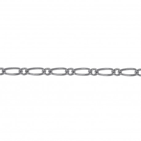 Chaîne de cou enfant maille Figaro 1-1 diamantée en Argent 925 - Longueur 38cm