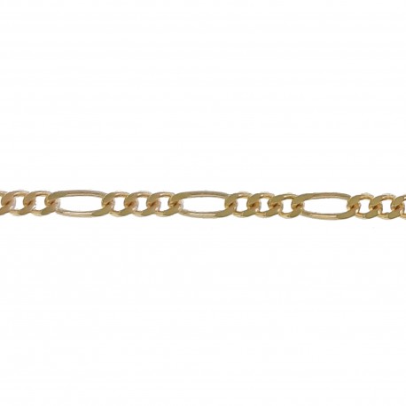 Chaîne de cou maille Figaro 1-3 diamantée Plaqué Or 18 carats - Longueur 45 cm