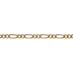Chaîne de cou maille Figaro 1-2 diamantée Plaqué Or 18 carats - Longueur 45 cm
