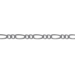 Chaîne de cou maille Figaro 1-2 diamantée en Argent 925 - Longueur 45 cm