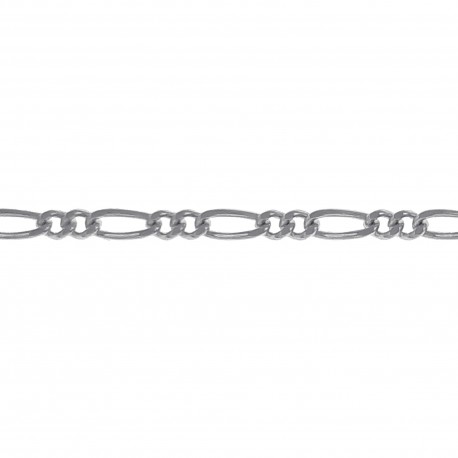 Chaîne de cou maille Figaro 1-2 diamantée en Argent 925 - Longueur 45 cm